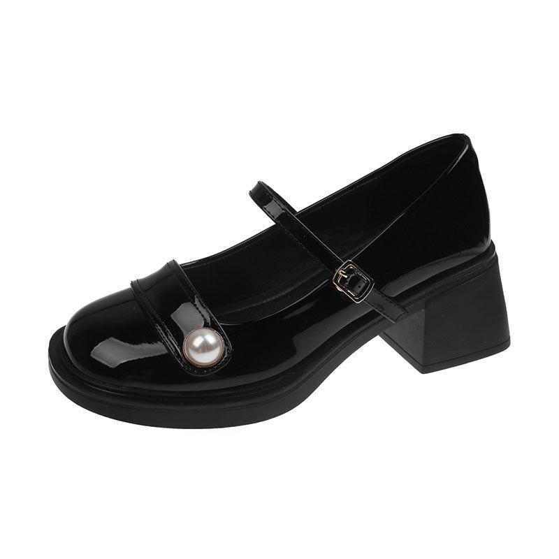 Retro Small Fragrant Mary Jane Women's Shoes New Versatile Thick Heel with Skirt Japanese Small Leather Shoes Single Shoes