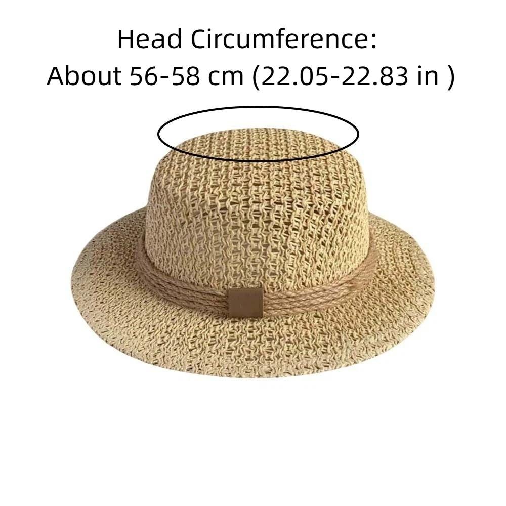 Sun Protection Straw Boater Hat Lightweight Breathable Mesh Handwoven Sun Cap Wide Brimmed Adjustable Flat Top Beach Hat