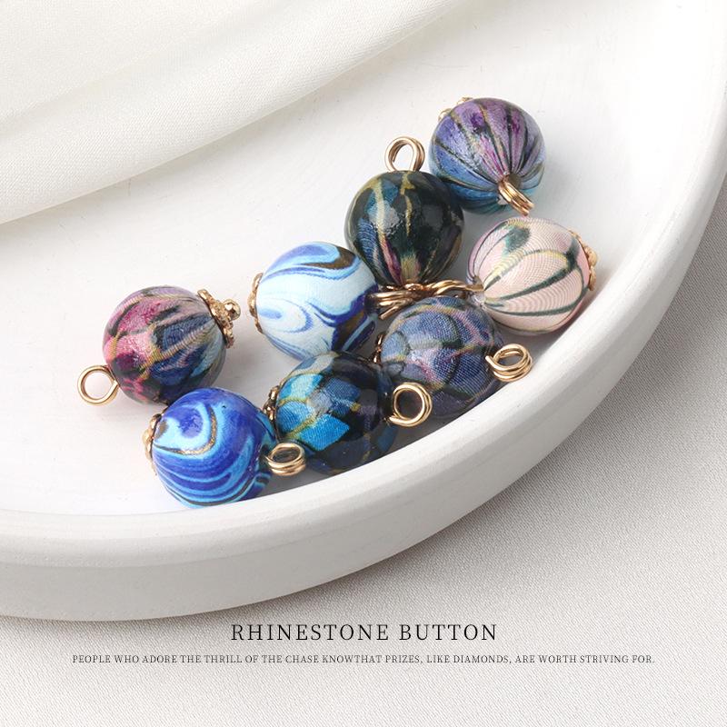 

5pcs Chinese Ancient Style Splashing Ink Cloud Pattern Flower Tray Ceramic Round Bead Button Blue And White Porcelain Cheongsam Hanfu Shirt Decorative 11Mm colorful