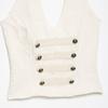 European and American style, new women's clothing, versatile jacquard knot buckle neck collar top 4770/315
