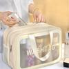 Waterproof Cosmetic Bag Double-layer Wet-dry Makeup Bag Portable Travel Large Capacity Wash Bag PU Swimming Fitness Storage Bag