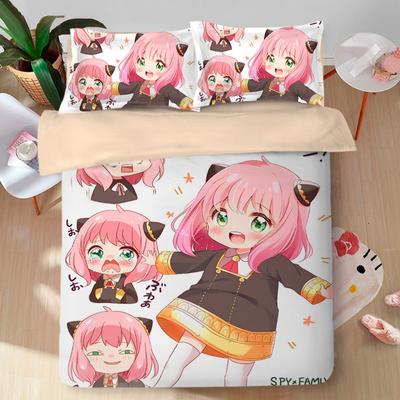 Funda Nórdica Spy Family, Juego de Ropa de Cama Anime Spy X Family, Funda de Edredón Kawaii Anya y Fundas de Almohada Individual/Doble/Queen/King