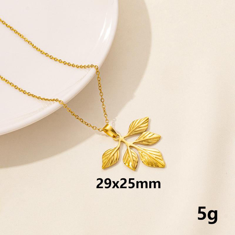 Plant Tree Leaves Pendant Necklace Ginkgo Leaf Charm Stainless Steel Necklaces For Women Men Jewelry Fashion Gold/Silver Color