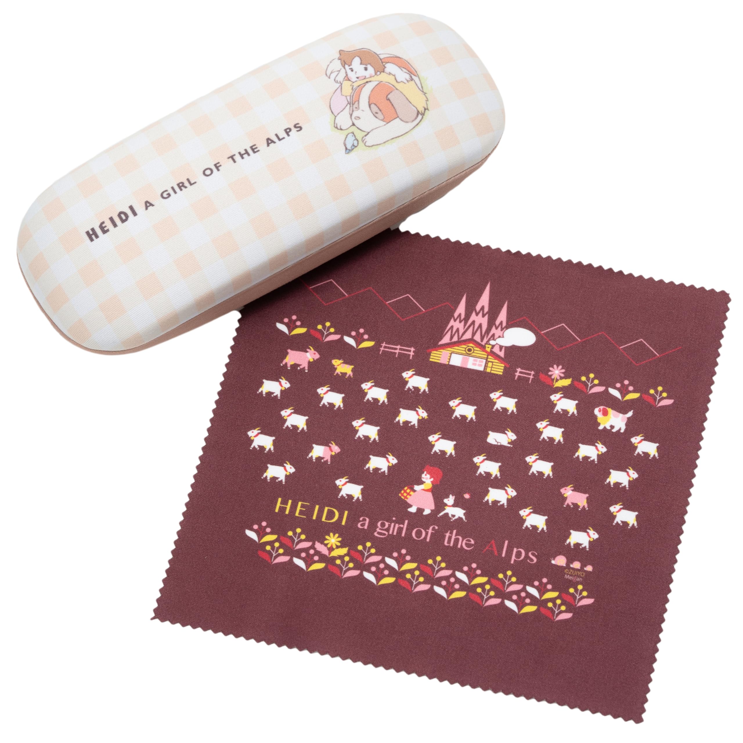 

Cute Heidi, Girl of the Alps, Check Brown Metal Hard Eyeglass Case (Gift Box with Microfiber Cloth) 023043AL-02