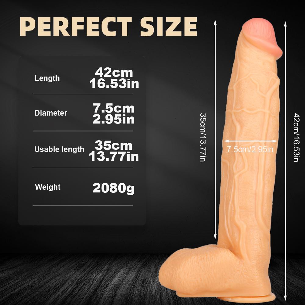 42cm Oversized Big Black Penis Dildo Sex Toy Anal Plug Fisting Tool Monster Dildo Femdom XXL Realistic Dick Strap on Cock