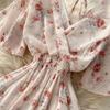 Sexy V-neck Floral Chiffon Beach Dress - Waist-Cinching Long Summer Fashion