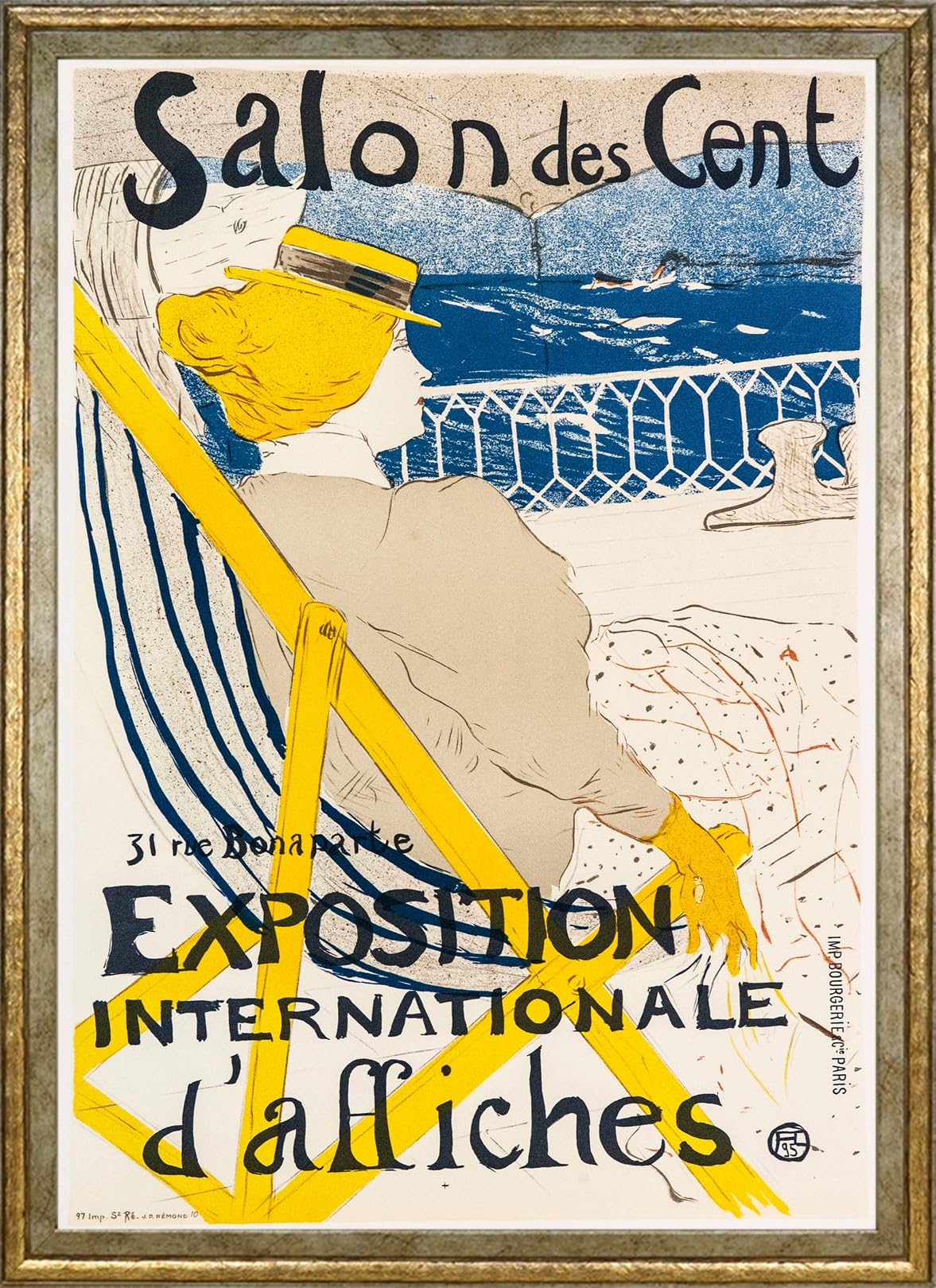 

Poster by Toulouse-Lautrec (The Female Passenger in Room 54 from Salon des Cent) A3 Size Interior Wallpaper Painting Art Poster Gold Frame