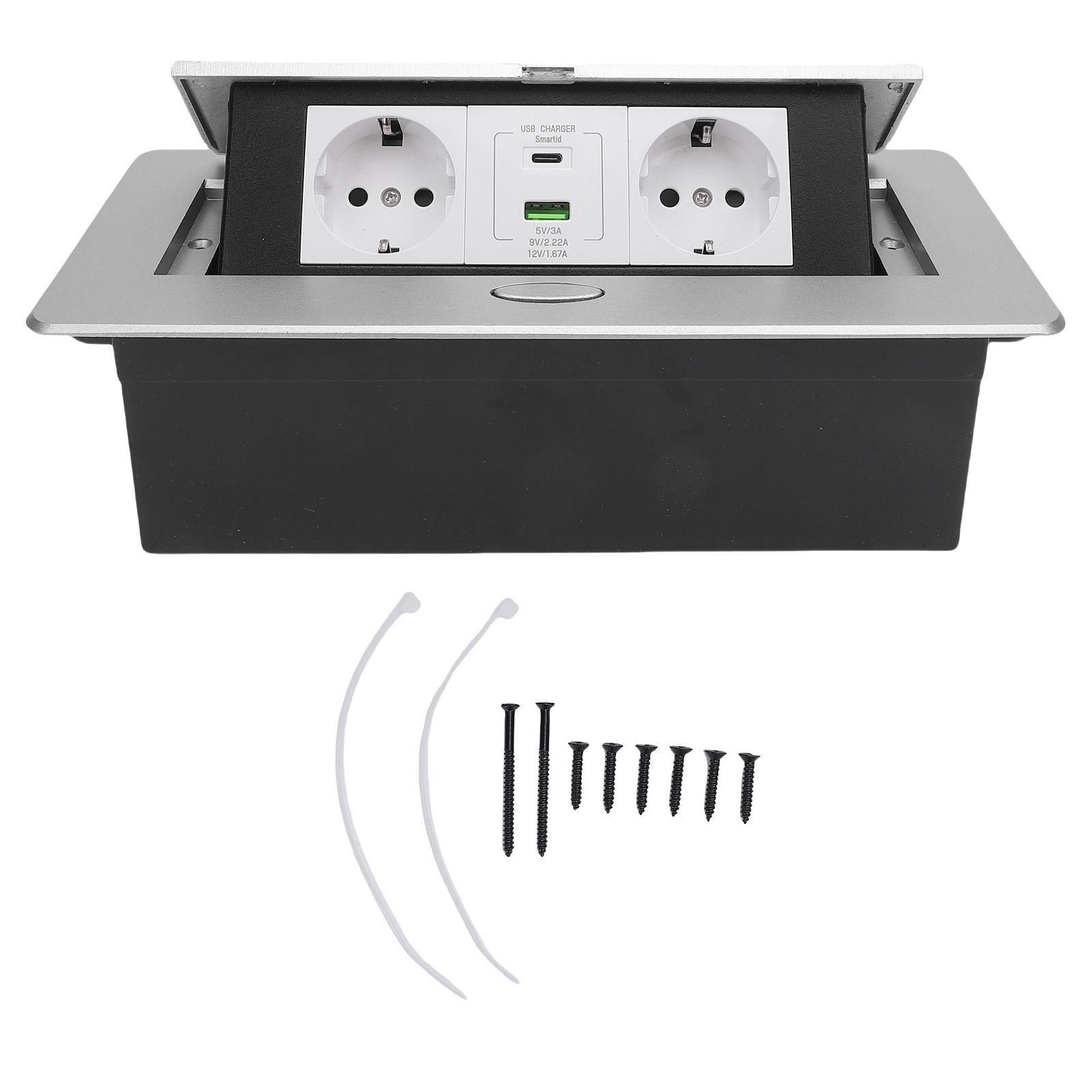 

Pop Up Power Strip Silver Color 20W USB Fast Charging Rain Proof Embedded Countertop Pop Up Outlet