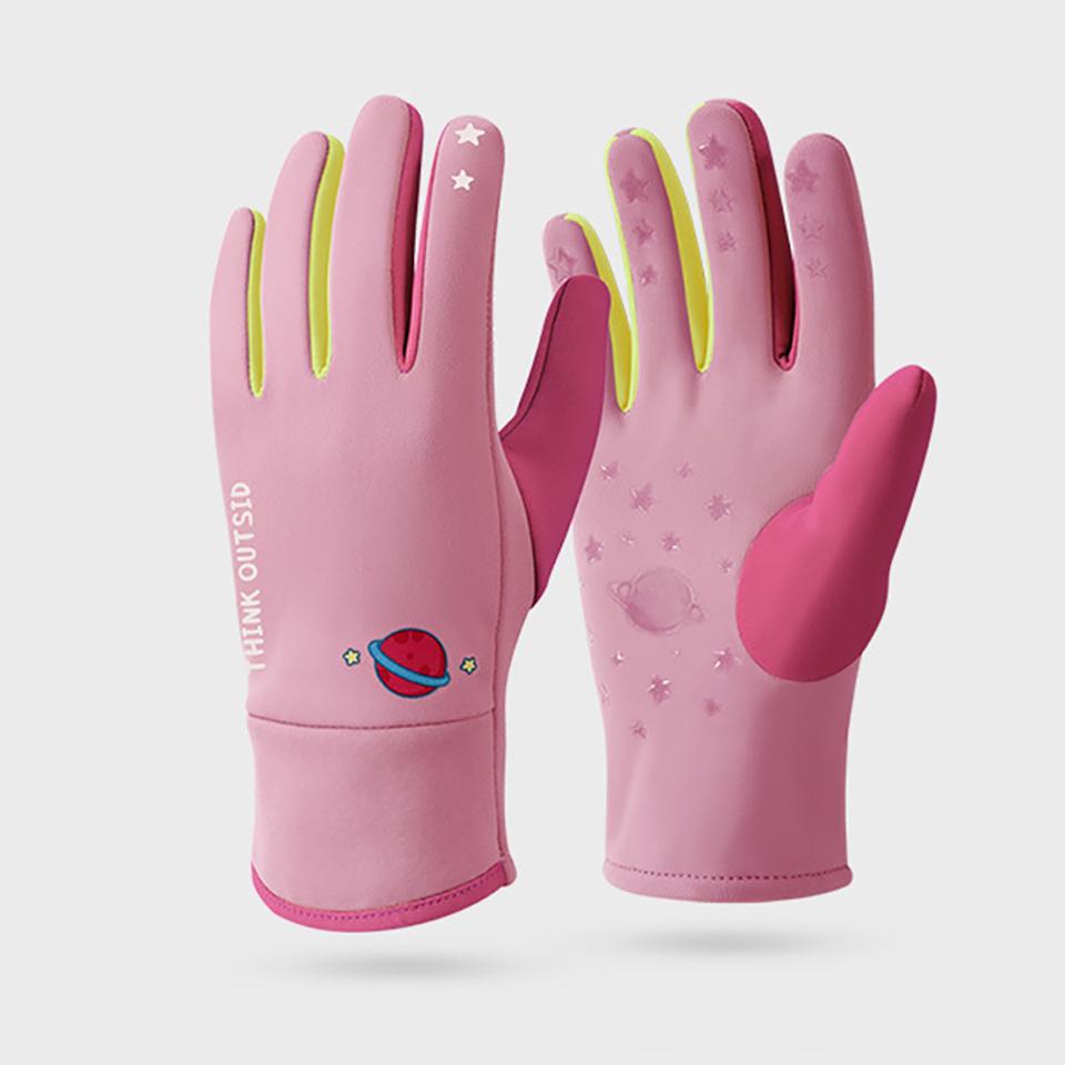 

Durable And Safe Getinfit Autumn Winter Cycling Gloves Children Keep Warm Anti-Slip Fleece-Lined Thickened Cartoon Outdoor Ride Bike Windproof