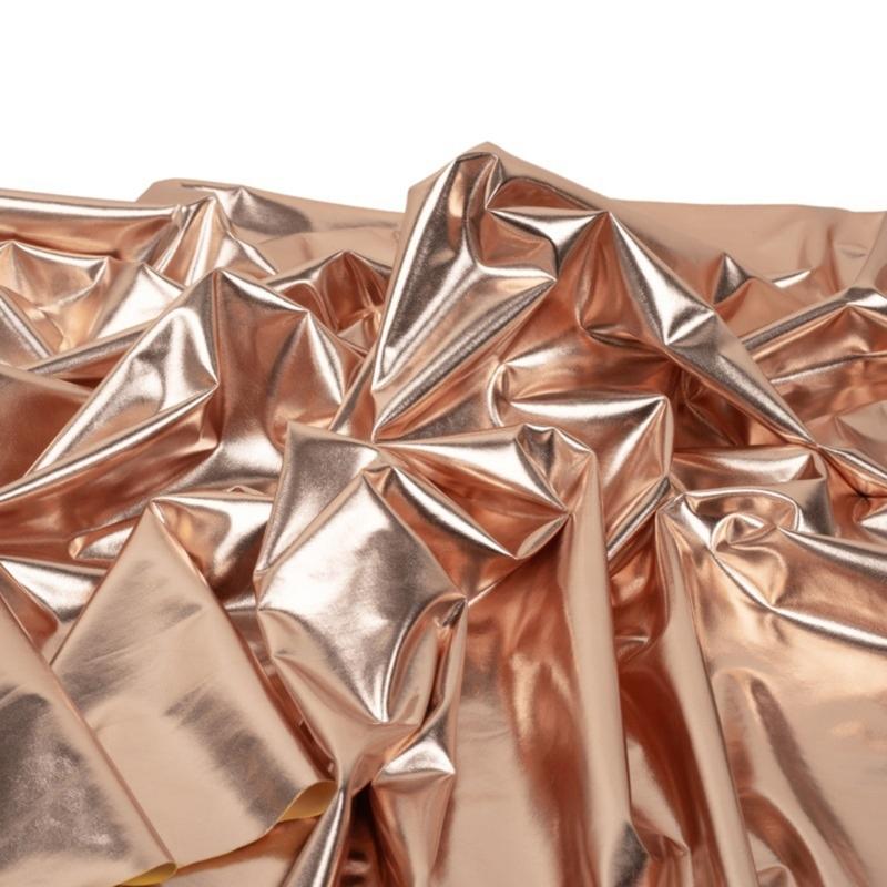 Metallic Gold Foil Textile Stretchable Spandex Cloth For Dance Costumes And Yogas Apparel