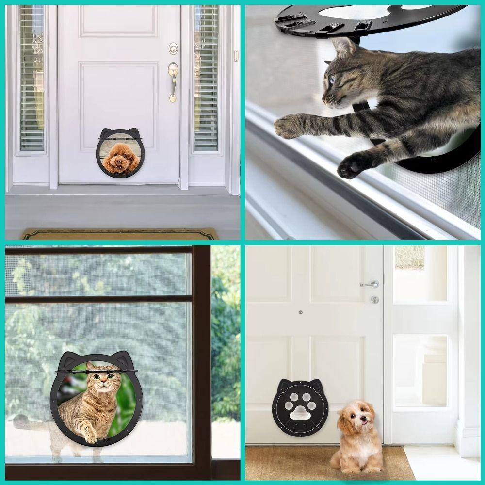 Sturdy Construction Pet Screen Door Bite-Resistant Lockable Cat Door Hole Cats Window Gate  Outdoor