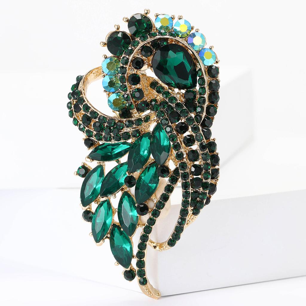 Vintage Style Flowers Cluster Brooch Pin Rhinestone Crystal Woman Corsage Party Gift Jewelry Accessories