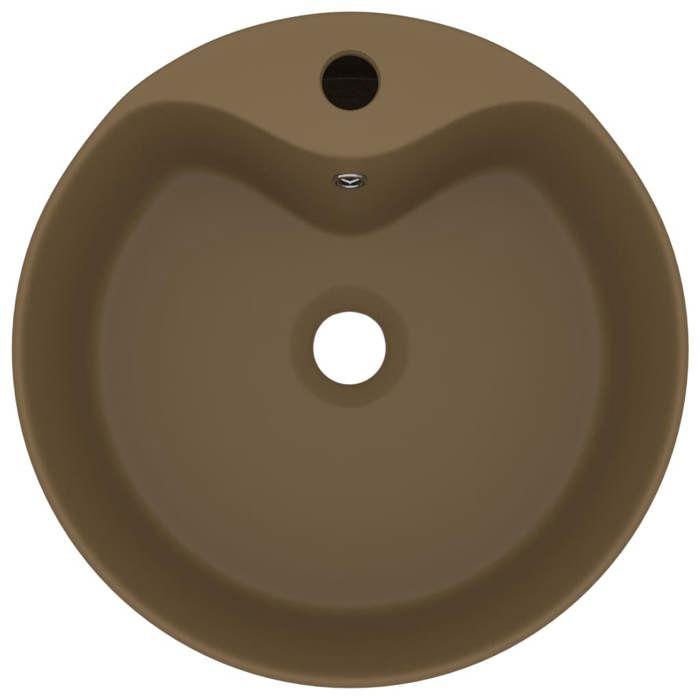 VidaXL Lavabo de Luxe avec Trop-plein Vasque à Poser de Toilette Lave-mains de Salle de Bain Salle Cosmétique Maison Crème 147040