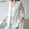 Notched Dignified Solid Intellectual Loose Spring Summer Office Lady Fashion Formal Casual Temperament Women's