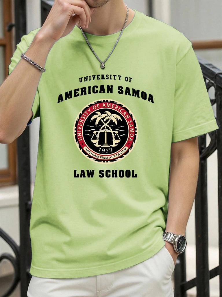 American Samoa Law School Print Men T Shirts AllMatch Cotton TShirt Casual Crewneck Loose Streetwear Man Summer Basics Top