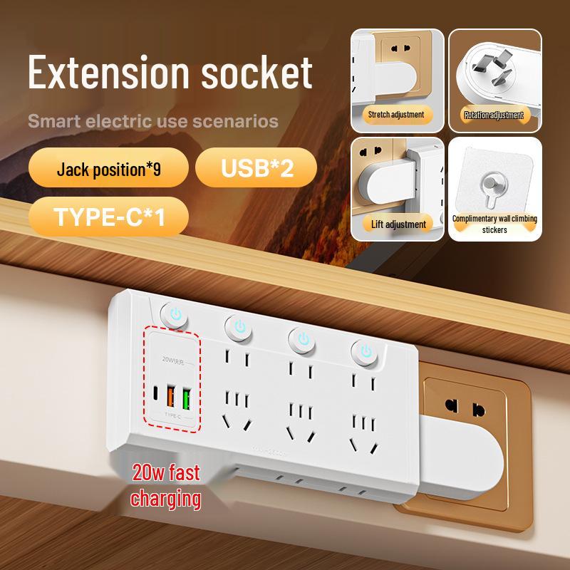 Multifunctional Power Strip with USB: Wireless Converter & Expansion Plug