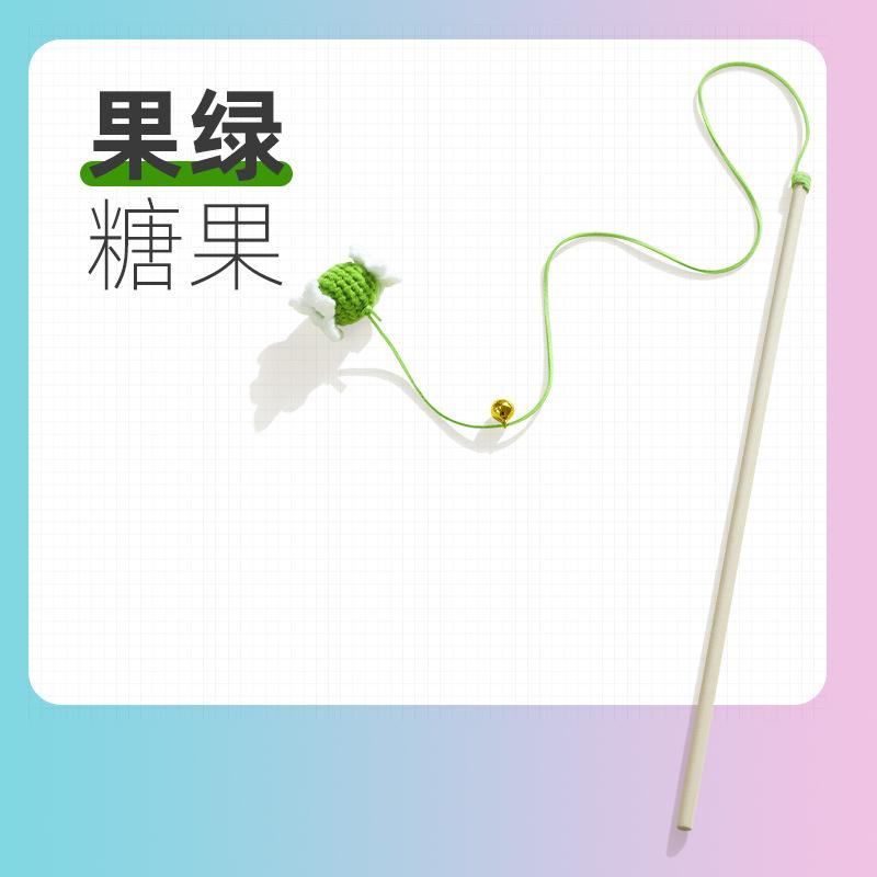 

Candy Style Wool Cat Teaser Wand with Bell, Interactive Cat Toy for Indoor Play & Boredom Relief