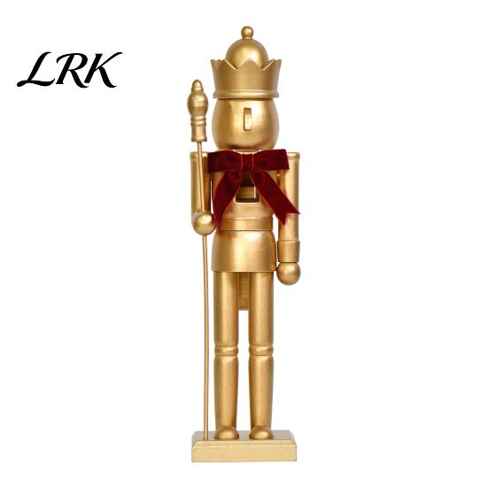 Decorative Wooden Soldier Statues Christmas Nutcracker Ornaments, Neutral Figures with Velvet Bow, DIY Festive Indoor Shop Display Ornaments Ornament