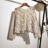 Lace Small Shawl Cardigan Female Spring Summer O Neck Long Sleeve Solid Casual Versatile Hollow Cardigan Female