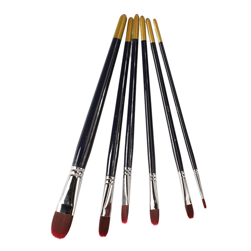6pcs Acrylic Paint Brush Set for Beginners Smoothly Painting Thicken DIY Nylon Hair Paint Brushes for Nail Face Painting