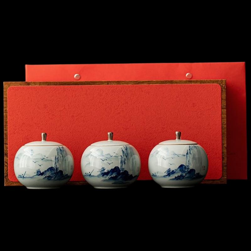 Shāngqí Hand-Painted Ceramic Tea Caddy Set