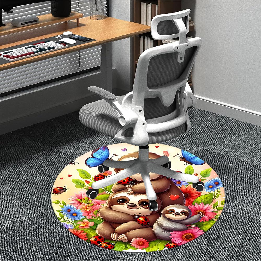 

1pc Sloth Family Chair Carpet for Office, Soft Flannel Throw Mat, Perfect for Office,Holiday Party Decoration Choice yy251113055 80cm by 80cm