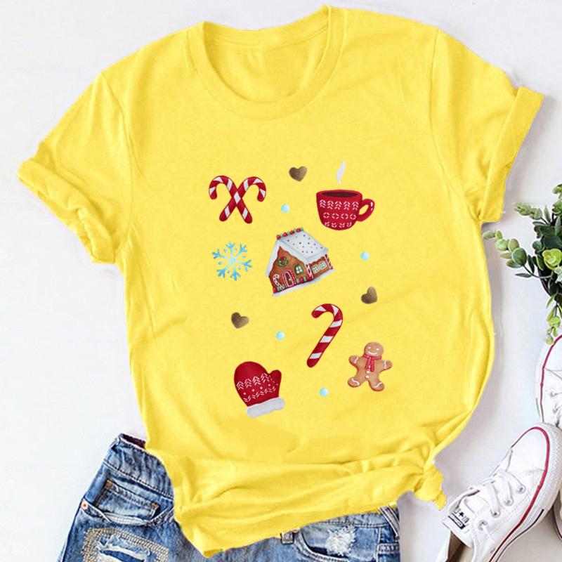 Women Cookies for Santa New Year Female Womens Clothes T Tee Shirt Tshirt Cartoon Print Merry Christmas Ladies Top Tshirt