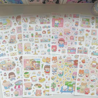 1pc Korean Cute Animal Bear Stickers INS Aesthetic Scrapbook Stickers for Journal Diary Supplies