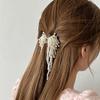 Premium Pearl Crystal Tassel Grab Clip Light Luxury Hair Grab Semi-tie Ponytail Hairpin Clip Headdress Hair Accessories Women