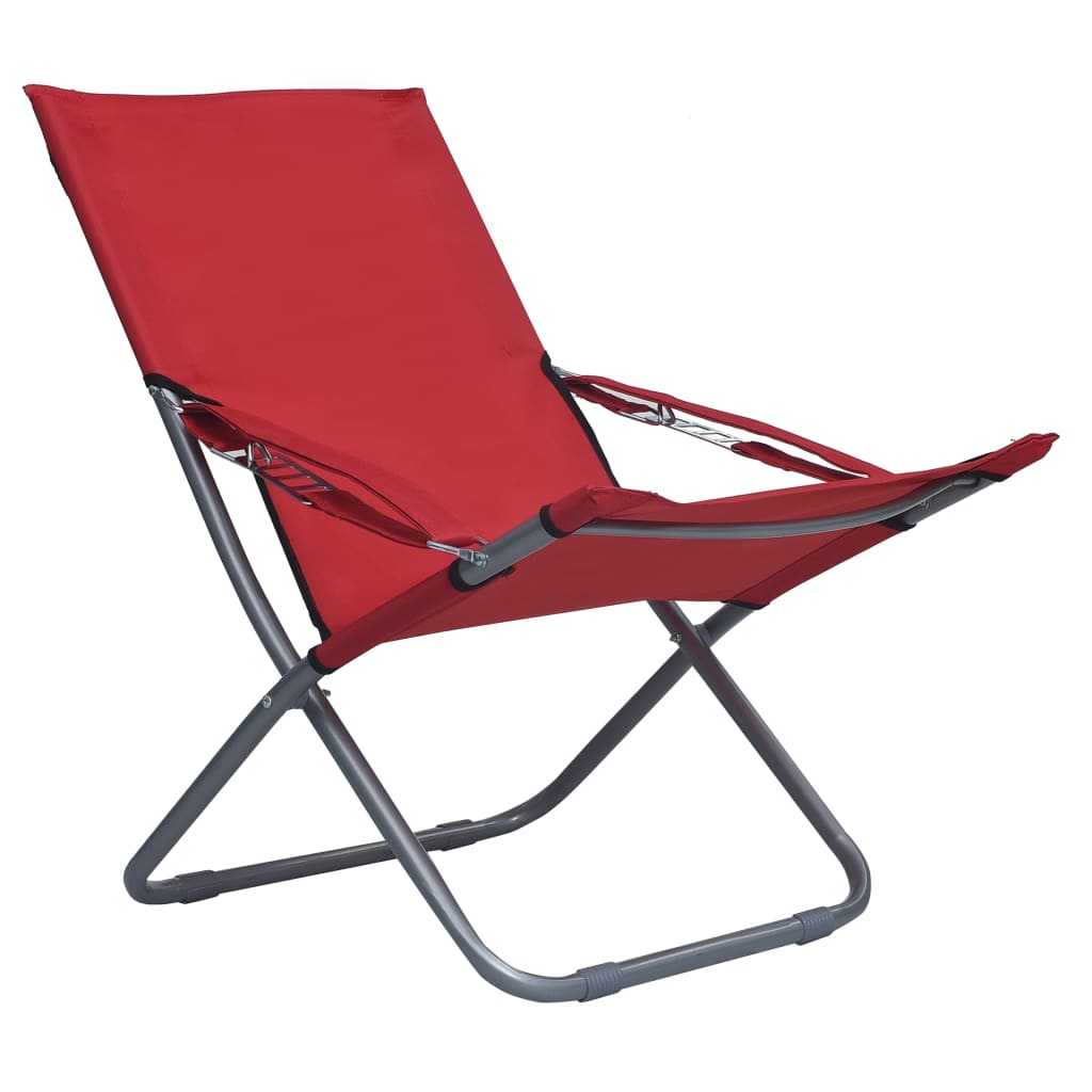 Foldable Beach Chairs 2 pcs Red Fabric