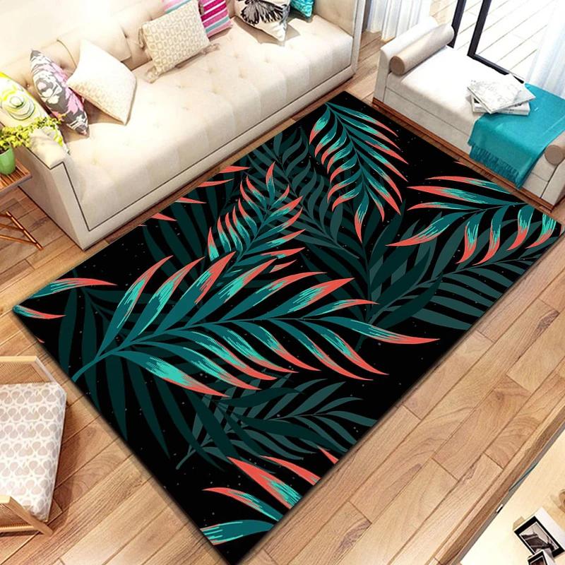 Sommerlicher tropischer Blätterteppich mit Monstera-Blättern, geeignet für Wohnzimmer und Schlafzimmer, Fußmatte, hawaiianische Blatt-Bodenmatte