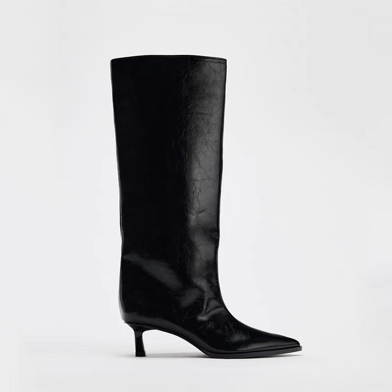 Fashion Autumn Winter Street Style Thin Low Heels Women Knee-High Boots Sexy Pointed Toe Casual Party Shoes Long Botas Mujer