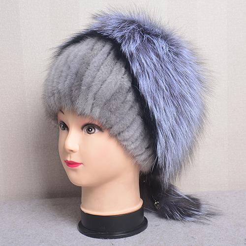 Winter Women Luxury Fur Hat Natural Fur Knitted Mink Fox Pom Pom Fur Hats With Balls Stylish Warm Fashion Girls Beanies Caps