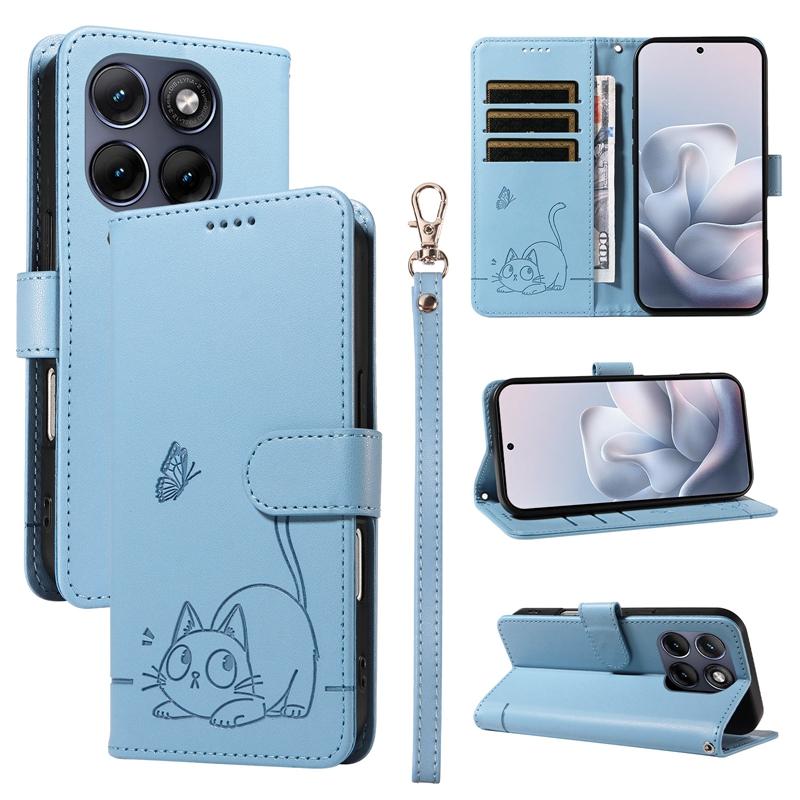 For Moto Edge 70 Fusion 5g/Edge 60 Pro Cute Cat Printed Wallet Flip Case Cover, Credit Card Case Bag for Sony Xperia 10 Vii