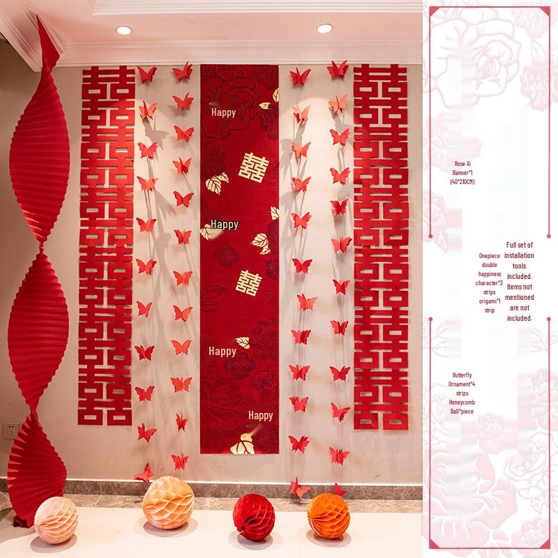 Wedding Decoration Set: Groom & Bride's Room Ornaments with Bunting & Robe Wall Décor