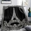 Paris Eiffel Tower Print Flannel Blanket, High quality Comfortable for All Seasons, Home Decor, Warmth and Comfort, Perfect for Christmas Gifts86