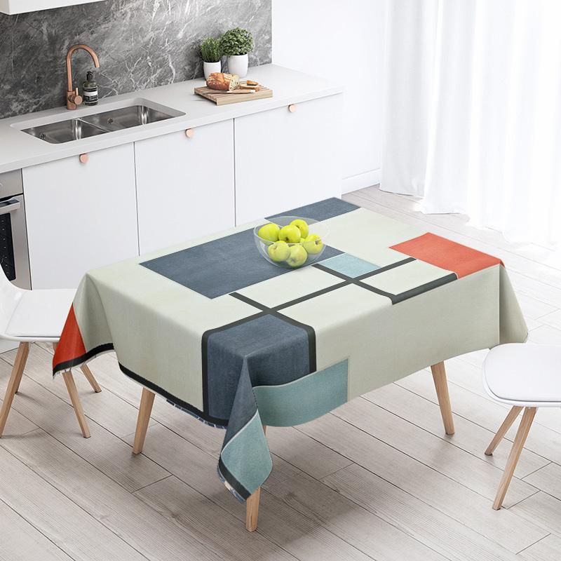 Abstract Geometric Tablecloth Waterproof Stain Resistant Party Decoration Restaurant Cafe Dining Table Tablecloths 140X200Cm