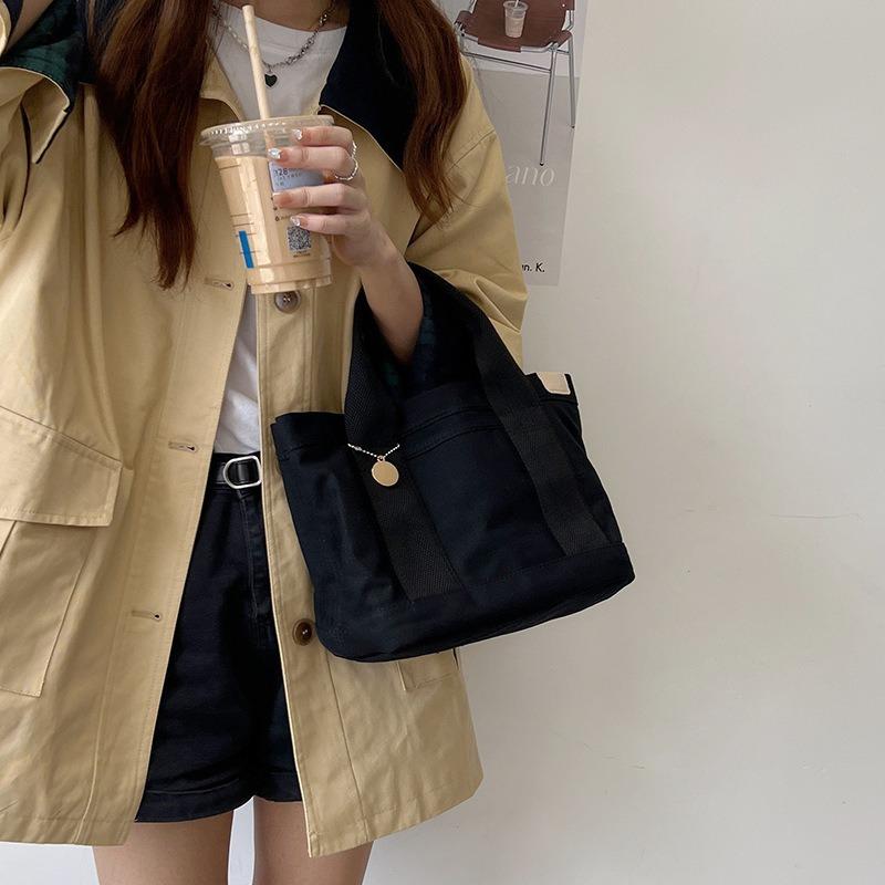 New Japanese Style Simple Large Capacity Tote Commuter Lunch Bag Trendy Niche Versatile Canvas Handbag