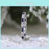 Silver Plated Natural Gemstone White Sapphire And Blue Topaz Elegant Ring For Women