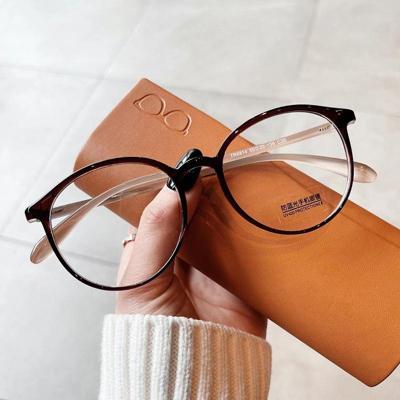 Blue Light Blocking Eyeglass Frame For Women Round Shape  Material Eyeglasses Frames Men Vintage Stylish Decorative Glass