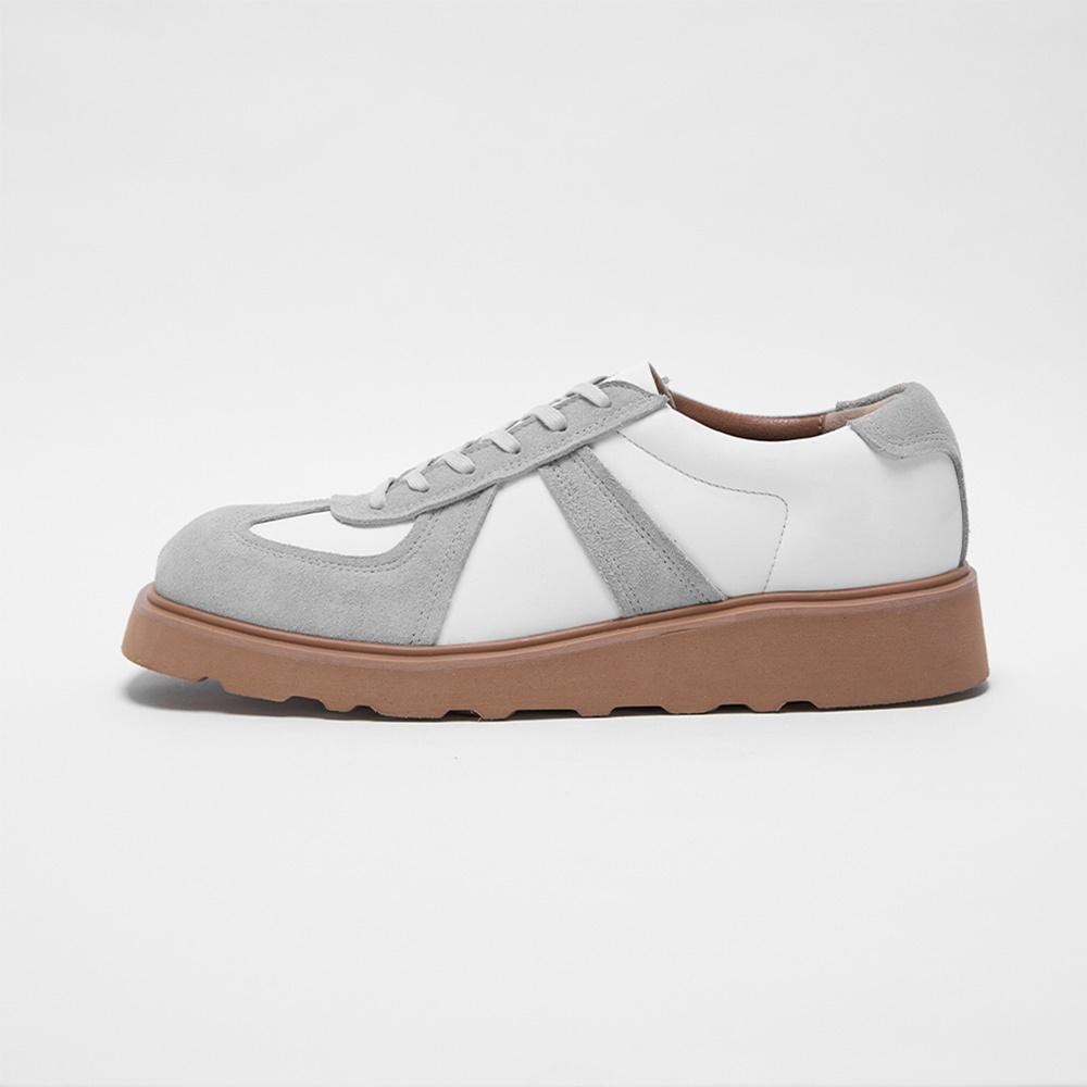 [ANALOG MOOD] German Army Bold Leather Sneakers (White), AN24F2602, 7000031823, Popular Korean Shoes