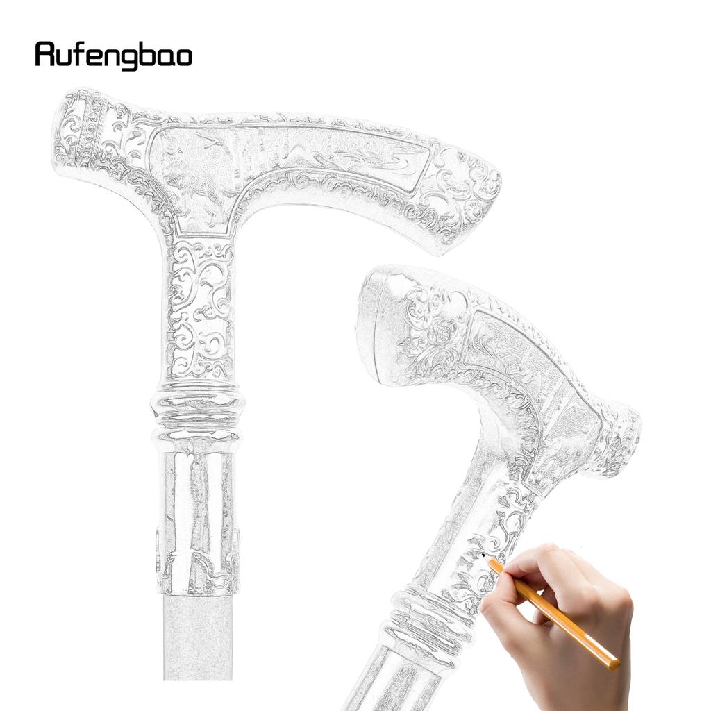 Golden White Wolf Luxury Pattern Walking Stick Party Fashion Elegant Walking Stick Decorative Cospaly Cane Knob Crosier 89cm