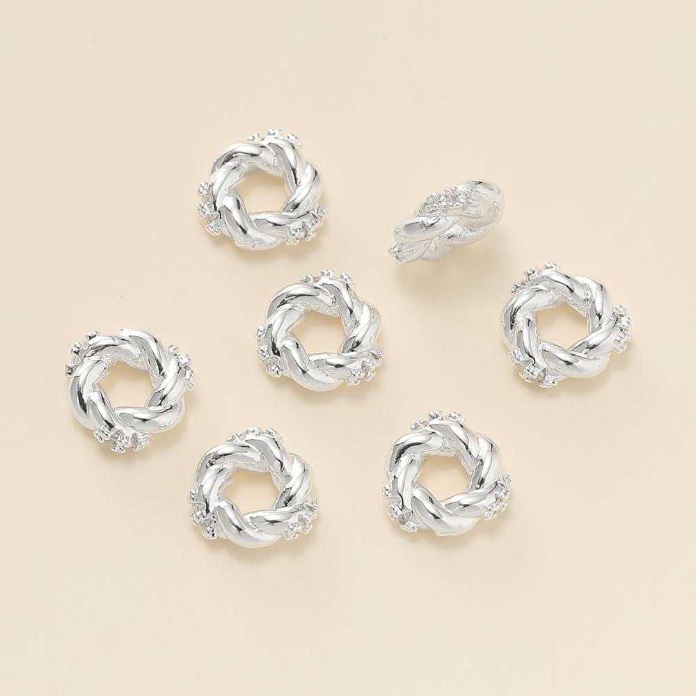 

5Piece/Lot 14/18k Gold Color Plated Round Shape Spacer Beads With Zircon for DIY Jewelry Making Bracelet Necklace Accessories 6.5x6.5mm серебряный