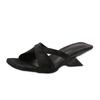 Fashion French High-heeled Niche Slippers for Women's Summer New All-match Outward Wear Square-toe Open-toe Cool Mop