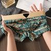 Boxer Underwear Mid-rise Elastic Waistband U-Convex Shorts Briefs Retro Printing Panties Sleepwear Daily Wear