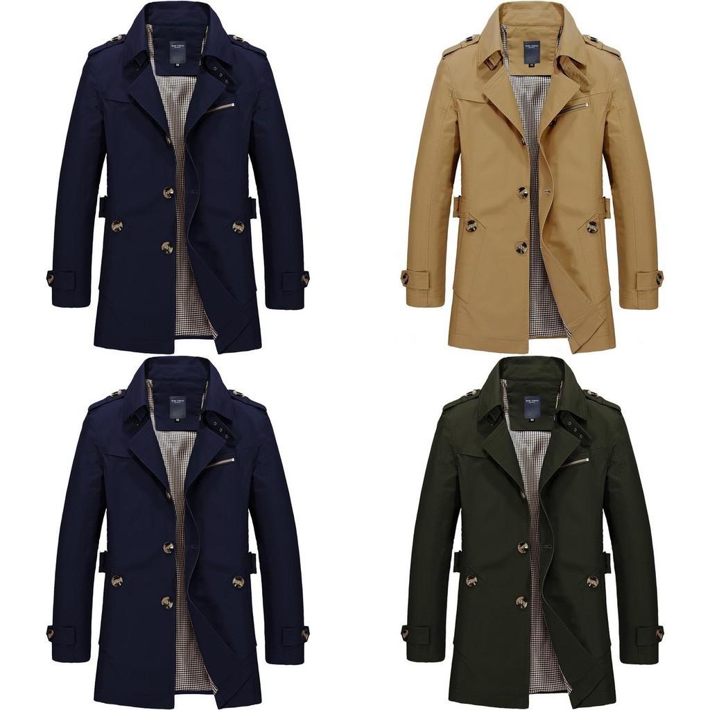 Men's Winter Mid-long Jacket Stylish Casual Overcoat With Lapel Collar And Epaulet Design