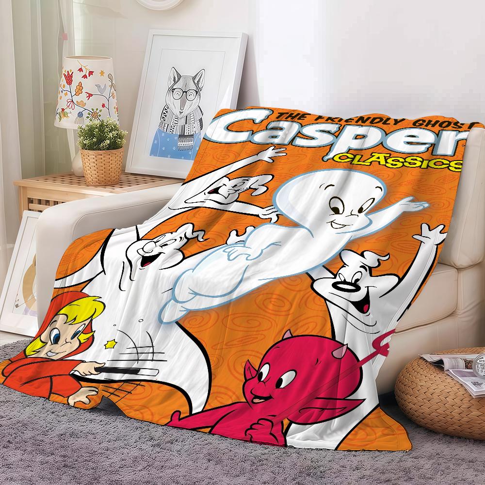 COPERTA CARTONE ANIMATO C-Casper-R il Fantasma Amichevole Per Divano Ufficio Letto Aereo Viaggio Dormire Leggere Rilassarsi Campeggio Morbida E Calda