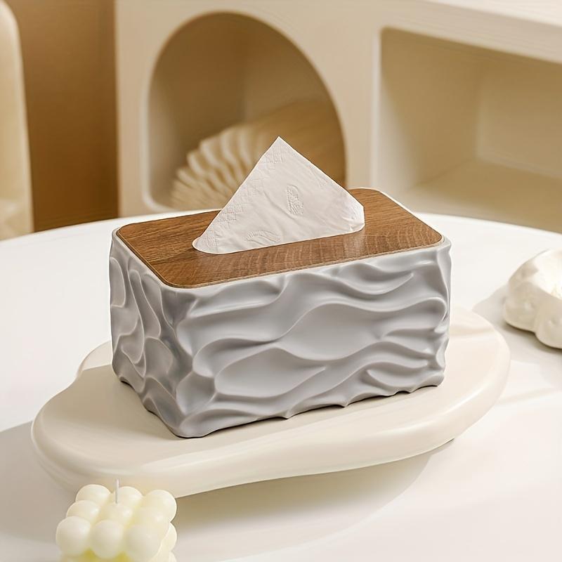 

1PC Modern Minimalist Large Tissue Box with Polished Brown Lid, Square Plastic Storage Box