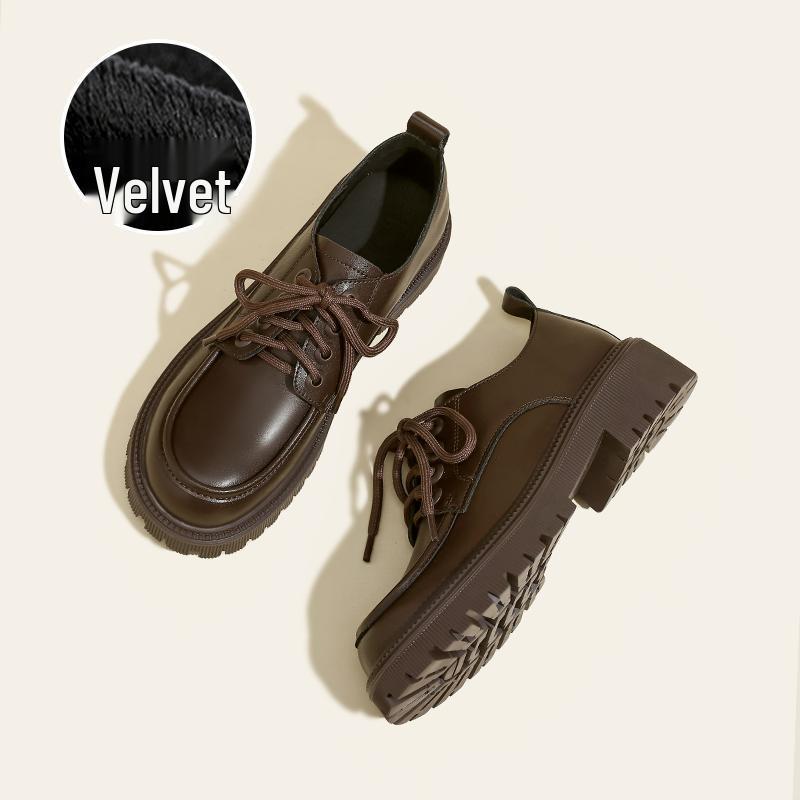 

Женские кожаные лоферы Мэри Джейн в британском стиле - Коллекция Весна/Осень 2025, Легкая роскошь с круглым носком, массивным каблуком и мягкой подошвой. 39