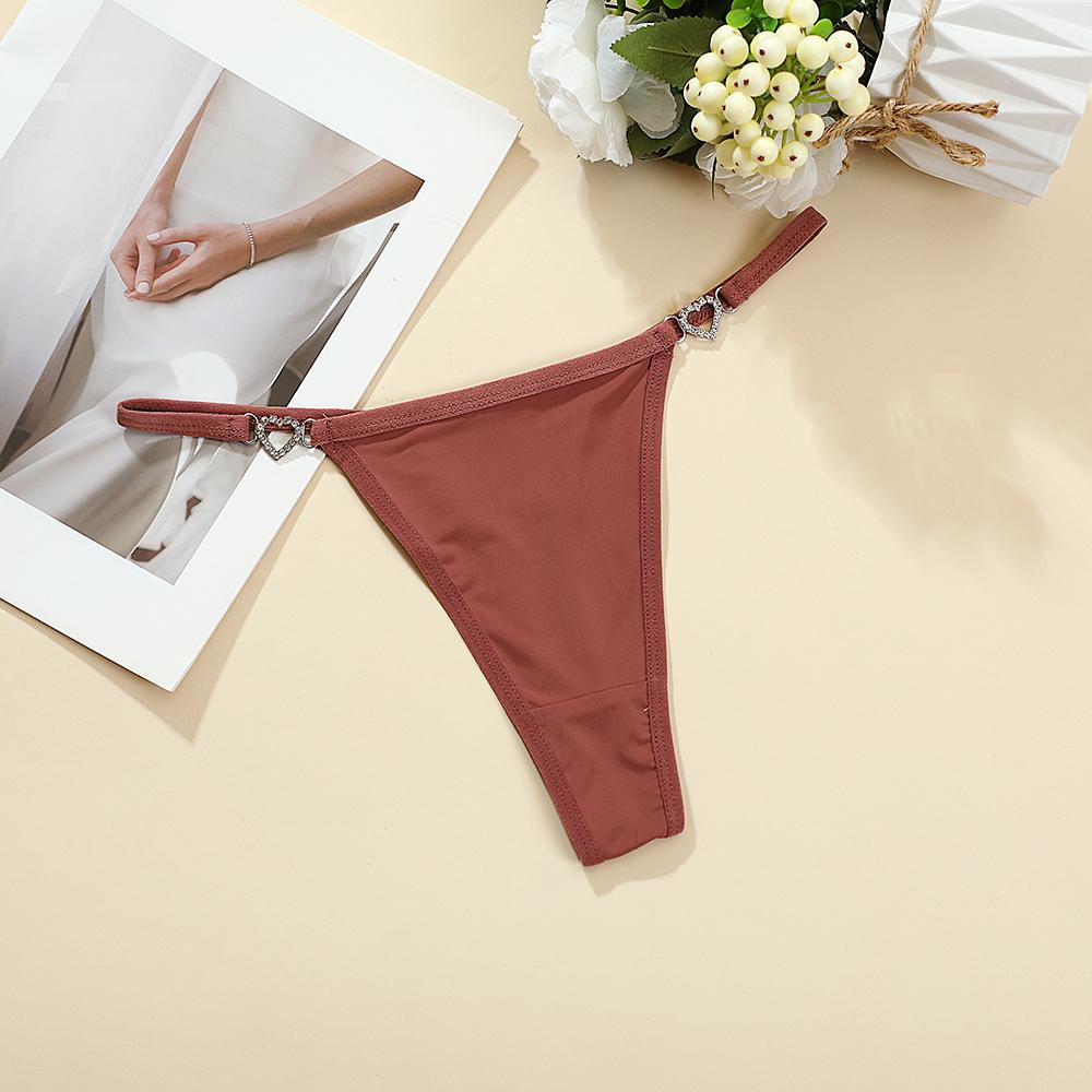 Women Sexy Thongs Low Rise Ladies G-string Heart Decoration Erotic Intimate Lingerie T-Back New Fashion Thongs Crotch Panties